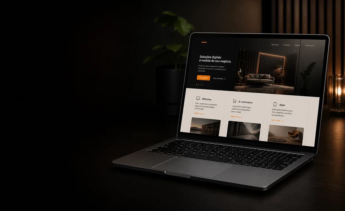 Portátil com website profissional desenvolvido pela Newtek